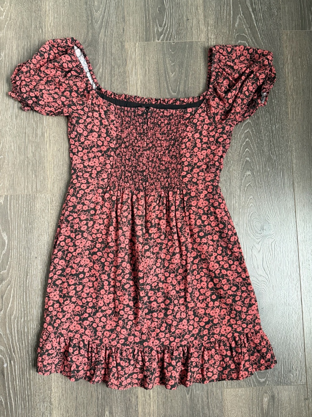 Lost + Wander Pink Floral Button-Front Puff Sleeve Mini Dress Cottagecore - Picture 3 of 9